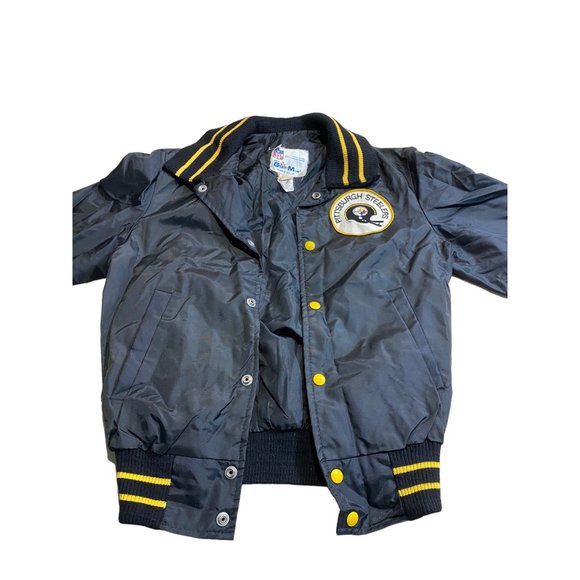 Vintage Pittsburgh Steelers Jacket Yellow Black Football Big Logo Coat - Picture 3 of 5